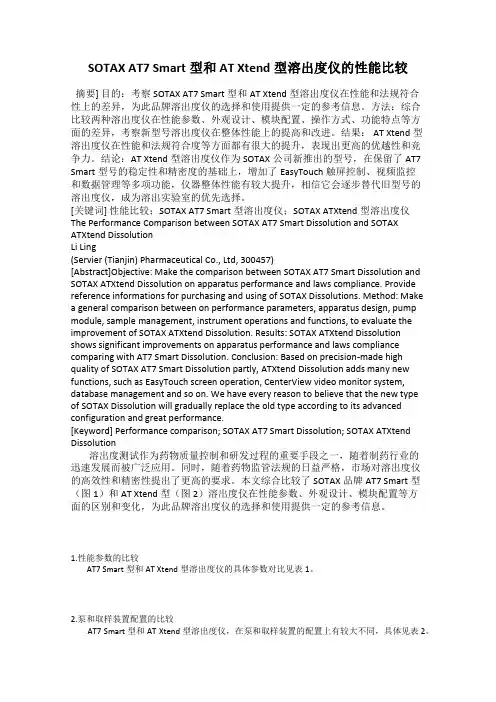 SOTAX AT7 Smart型和AT Xtend型溶出度仪的性能比较