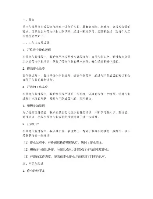 带电作业个人工作总结