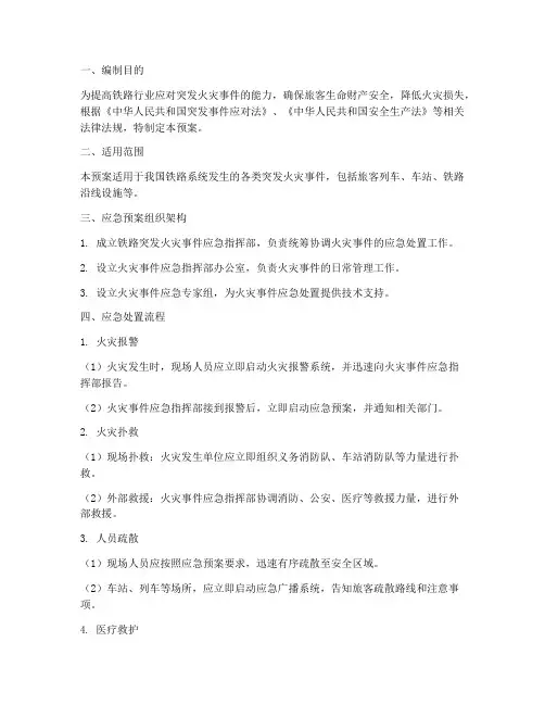 铁路突发火灾事件应急预案
