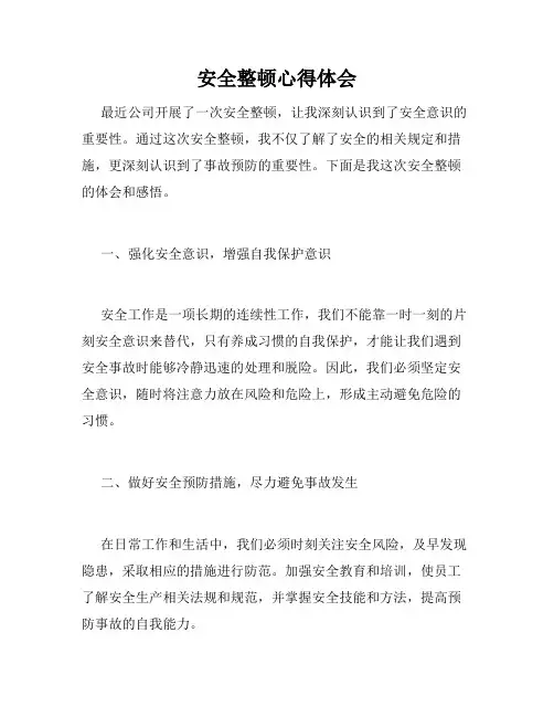 安全整顿心得体会