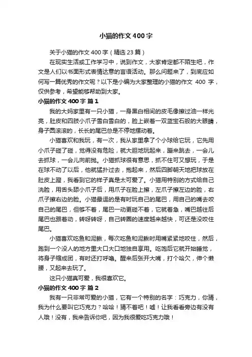 关于小猫的作文400字（精选23篇）