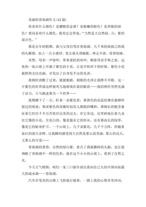 中小学美丽的青海湖作文(15篇)