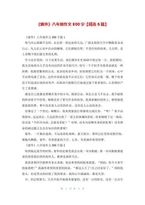 《窗外》八年级作文800字【精选6篇】