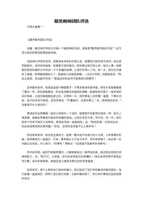 最美教师团队评选