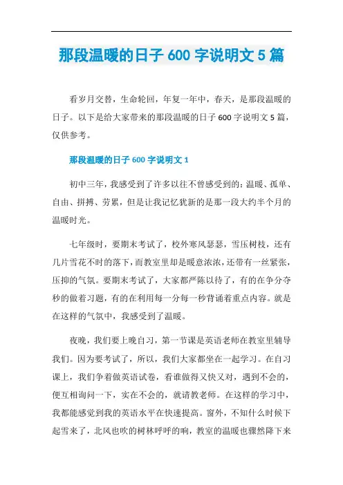 那段温暖的日子600字说明文5篇