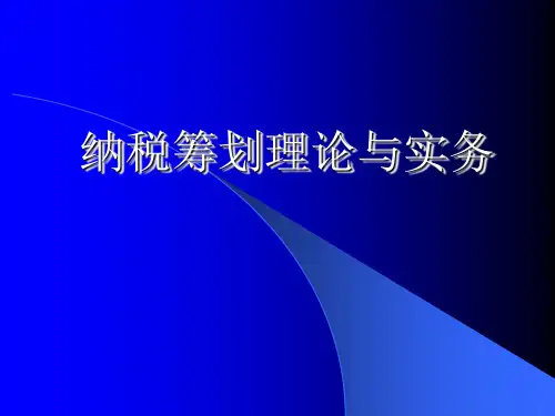 纳税筹划理论与实务