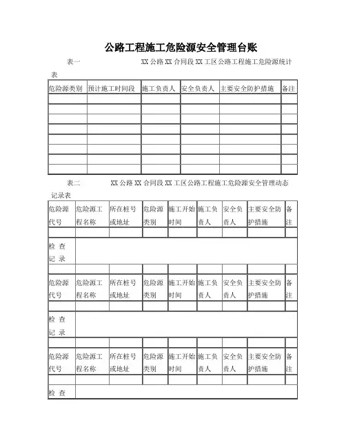 1标公路工程施工危险源安全管理台账---