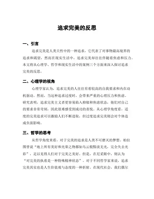 追求完美的反思
