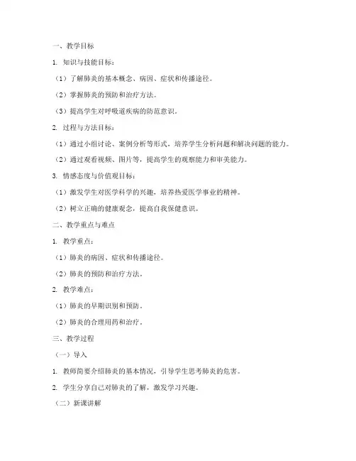 肺炎教案模板范文