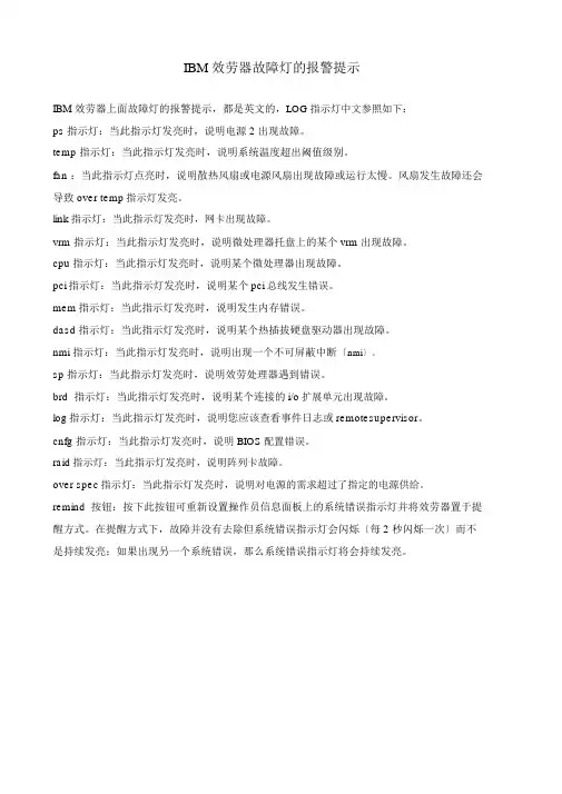 IBM服务器故障灯地报警提示