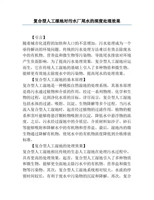 复合型人工湿地对污水厂尾水的深度处理效果