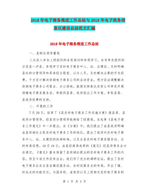 2018年电子商务推进工作总结与2018年电子政务信息化建设总结范文汇编.doc