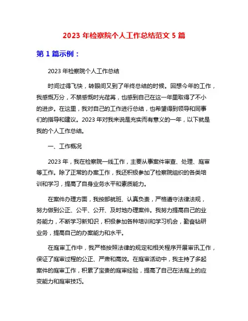 2023年检察院个人工作总结范文5篇