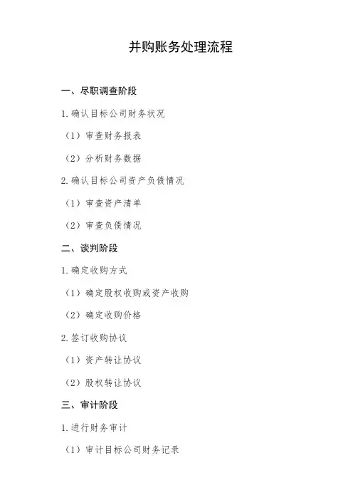 并购账务处理流程
