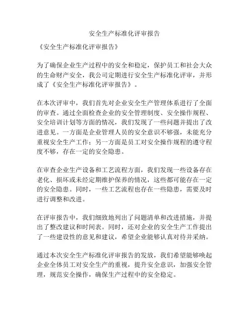 安全生产标准化评审报告