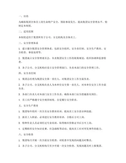 集团安全管理制度范本