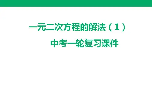 第1讲一元二次方程的概念与解法-2021届九年级数学中考一轮复习课件