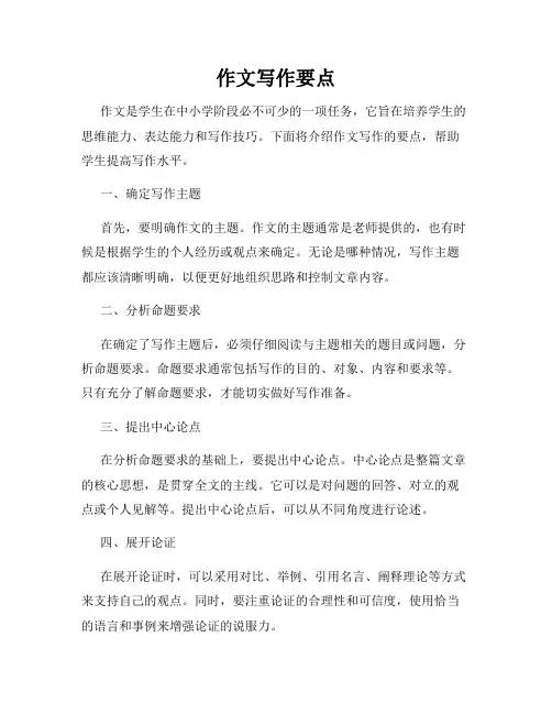 作文写作要点