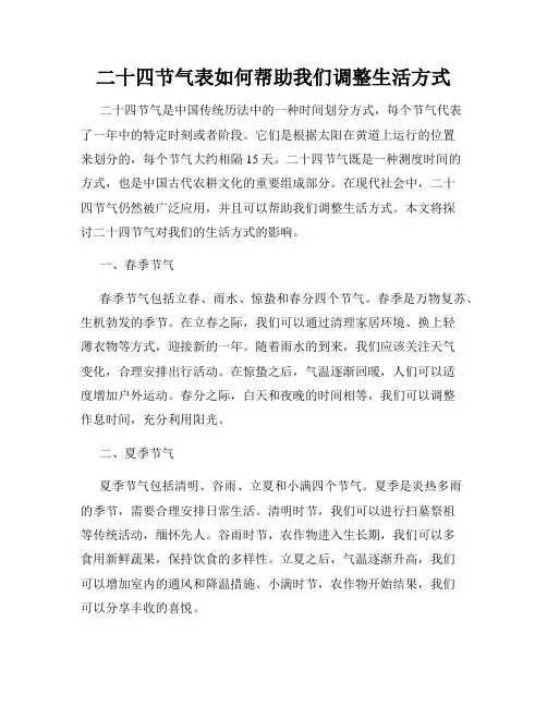 二十四节气表如何帮助我们调整生活方式