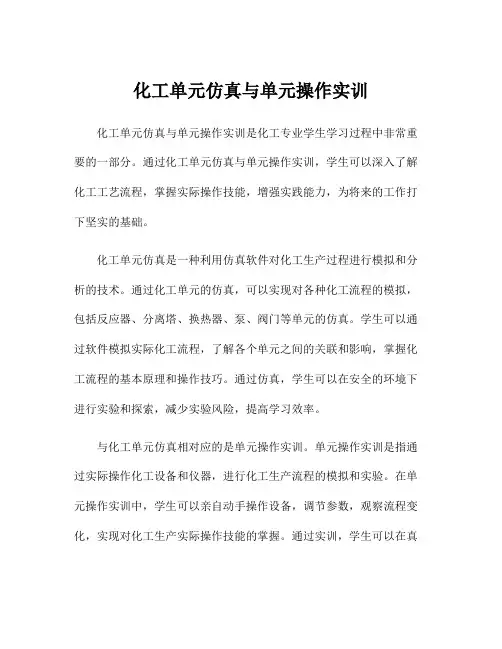 化工单元仿真与单元操作实训