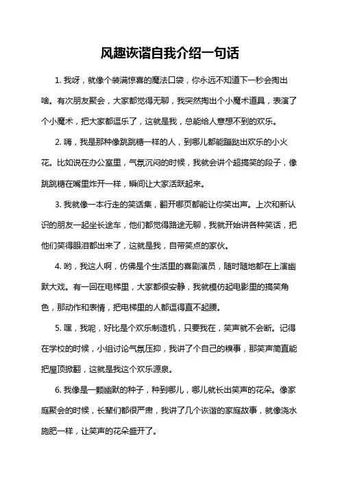 风趣诙谐自我介绍一句话