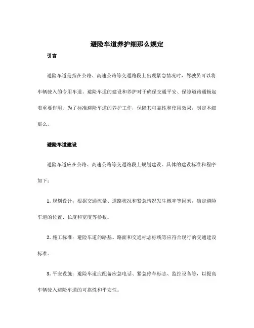 避险车道养护细则规定