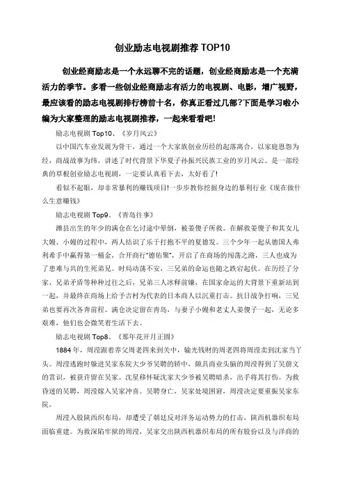 创业励志电视剧推荐TOP10