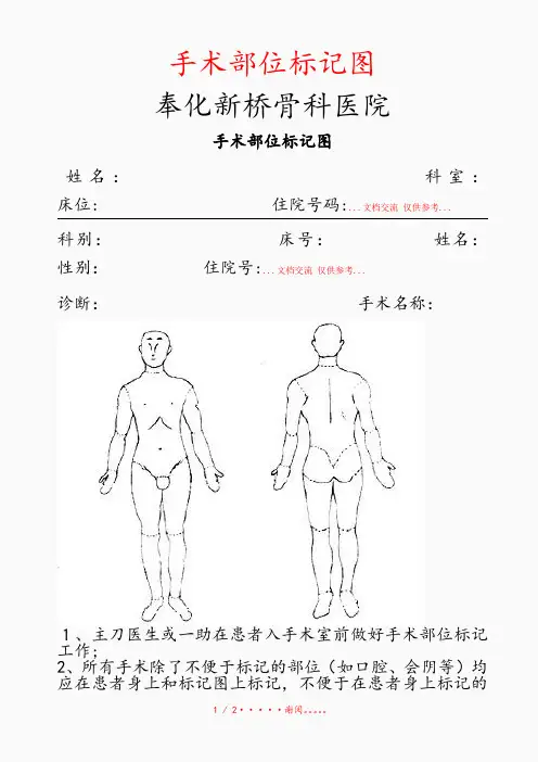 2020年手术部位标记图(精选干货)