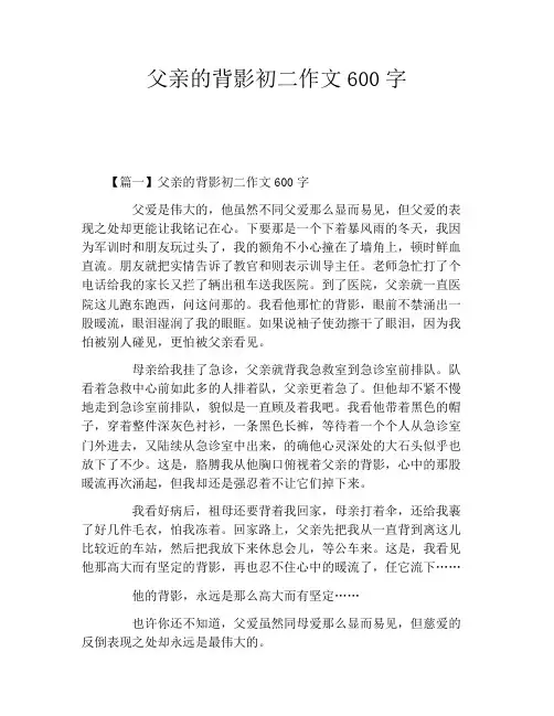 父亲的背影初二作文600字