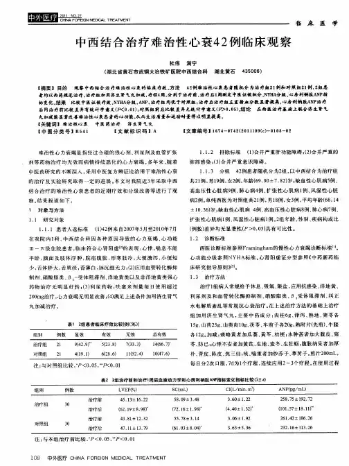中西结合治疗难治性心衰42例临床观察