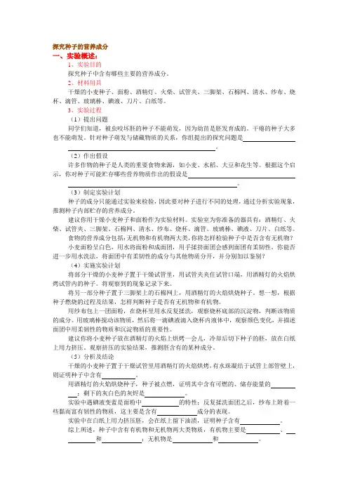 探究种子的营养成分