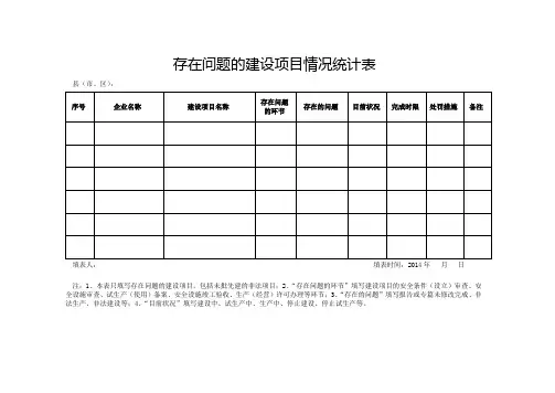 存在问题的建设项目情况统计表【模板】