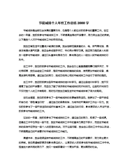 节能减排个人年终工作总结2000字