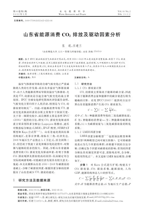 山东省能源消费CO_2排放及驱动因素