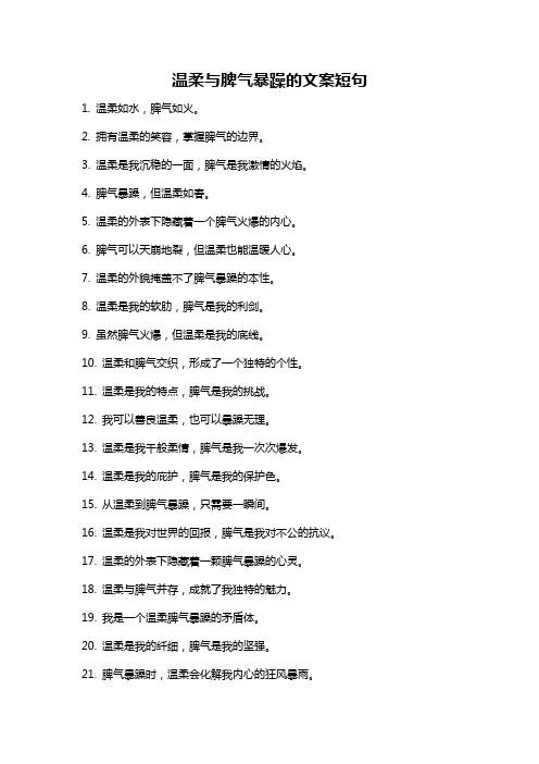 温柔与脾气暴躁的文案短句