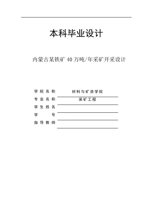 采矿专业毕业设计完整版讲解