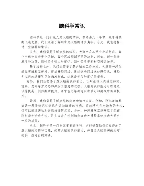 脑科学常识