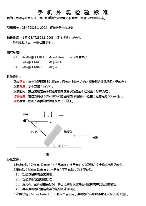 手机外观检验标准