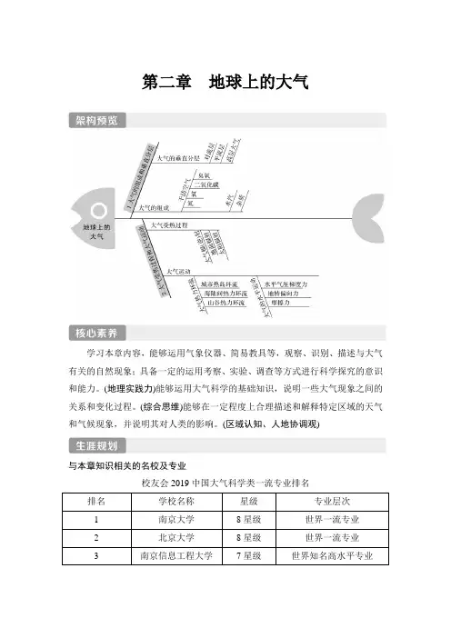 新教材高中地理 必修第一册 第一节 大气的组成和垂直分层