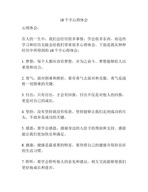 16个字心得体会