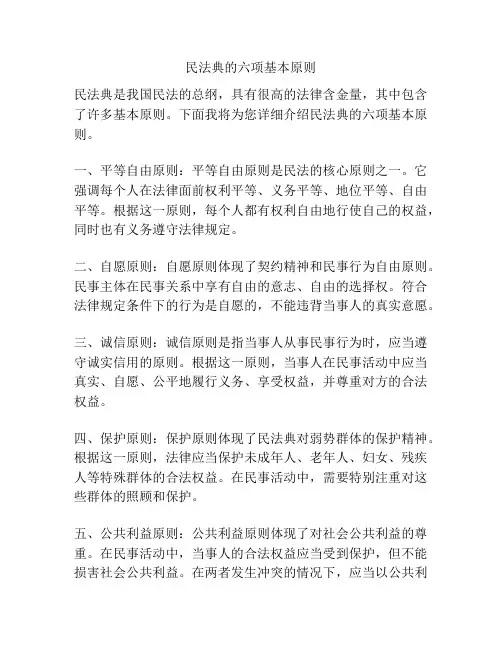 民法典的六项基本原则