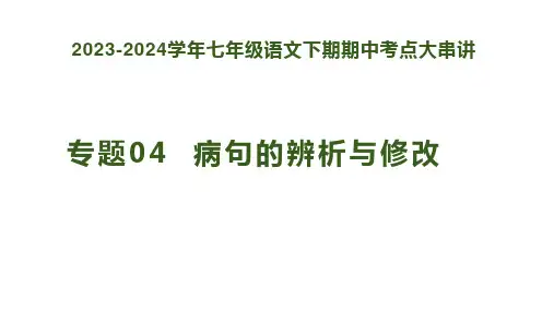 专题04：病句的辨析与修改七年级语文下学期期中考点大串讲