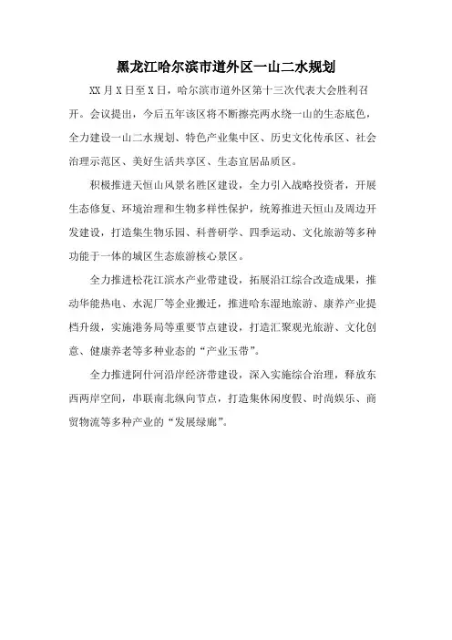 黑龙江哈尔滨市道外区一山二水规划