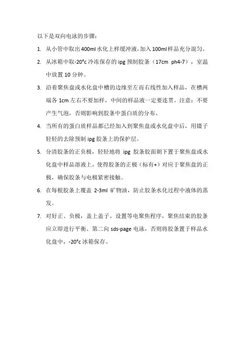 双向电泳步骤