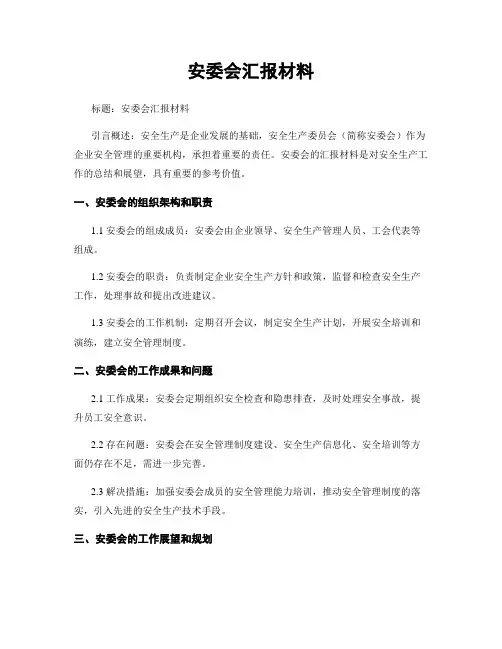 安委会汇报材料