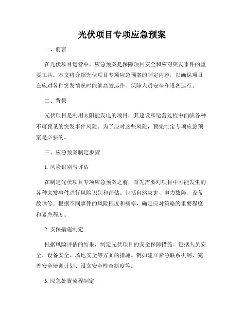 光伏项目专项应急预案