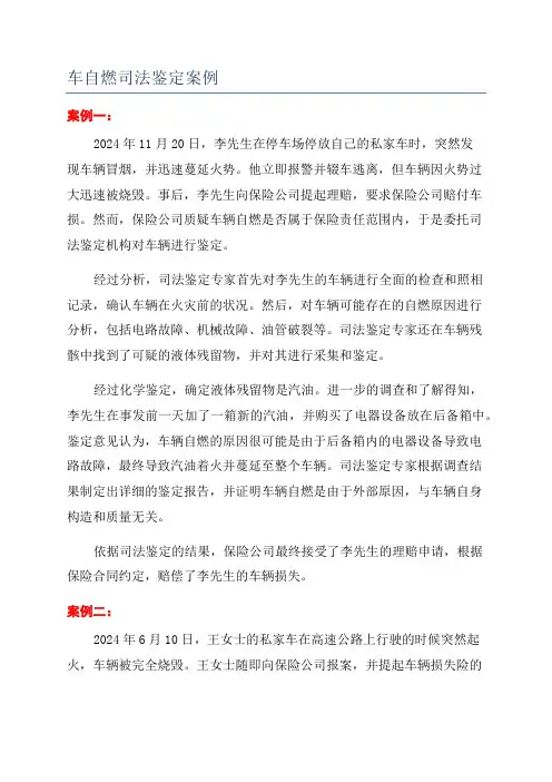 车自燃司法鉴定案例
