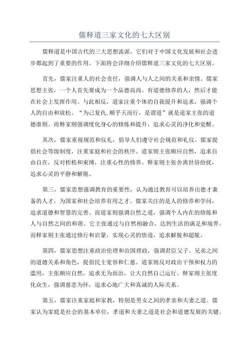 儒释道三家文化的七大区别