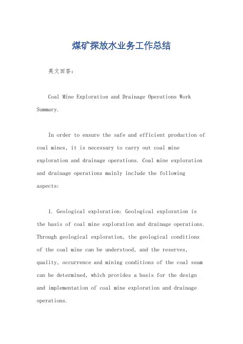 煤矿探放水业务工作总结