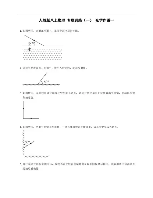人教版八年级上学期物理 专题训练(一) 光学作图一